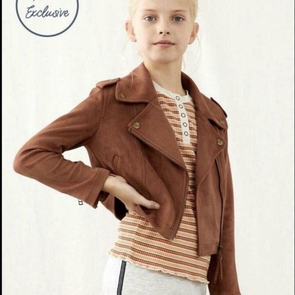 MATILDA JANE Faux Suede Rust Moto Jacket Sz 16 - Picture 2 of 7